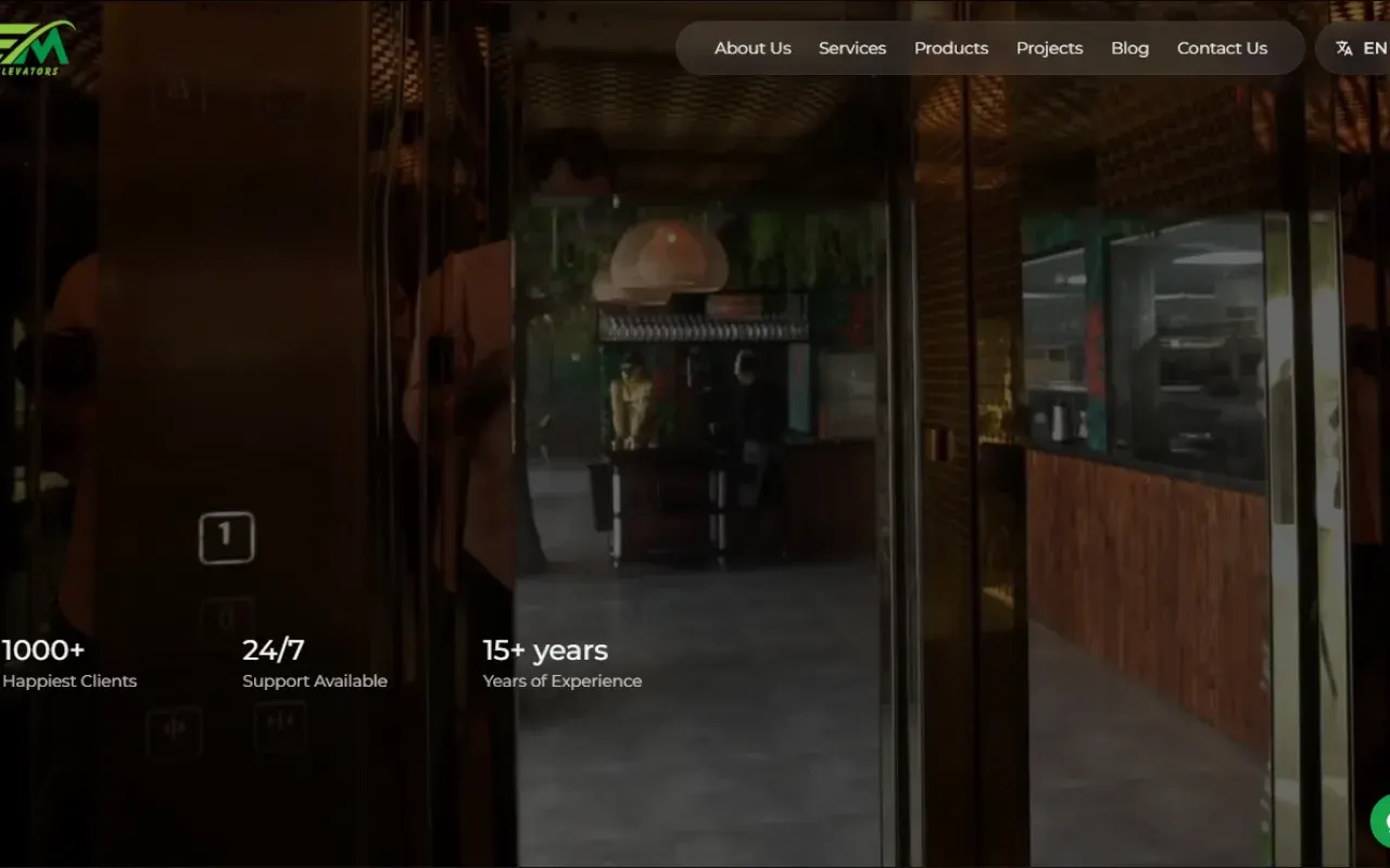 Easy Move Lift website home page for a Dubai elevator company